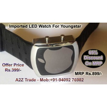 Stylish Digital LED Wrist Watch - Black, Red Led Watch Apple Shaped On Discount, Imported